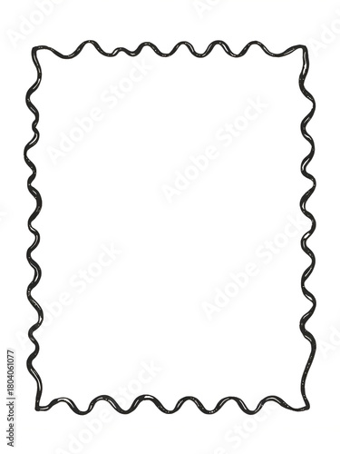 Vintage summer stamp frames with wavy borders. Doodle squiggle frames in italian coastal style. Crayon simple rectangle shapes, vector illustration