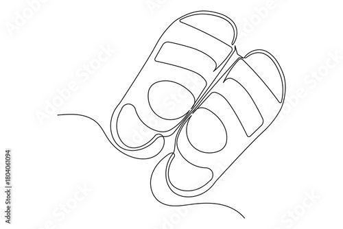 Flip flops simple single line art drawing outline illustration minimal