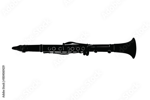 Black silhouette of a clarinet musical instrument body section
