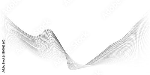 Abstract vector wavy lines flowing smooth curve black grey gradient isolated on transparent background in concept of technology, science, music,