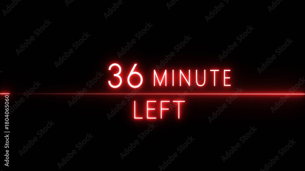 Obraz premium 36-minute left countdown illustration. Neon countdown number. Coming soon timer minute.
