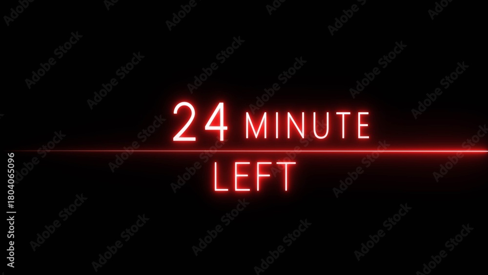 Fototapeta premium 24-minute left countdown illustration. Neon countdown number. Coming soon timer minute.