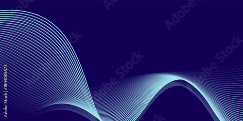 Abstract background with waves for banner. Medium banner size. Vector background with lines.