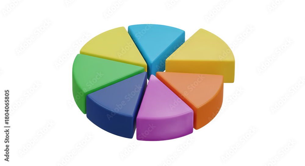 Obraz premium 3D Colorful Pie Chart for Data Visualization and Business Analytics