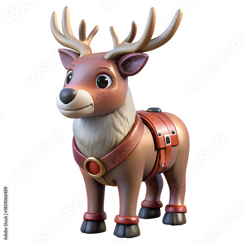 3D icon of Christmas reindeer character isolated on transparent background