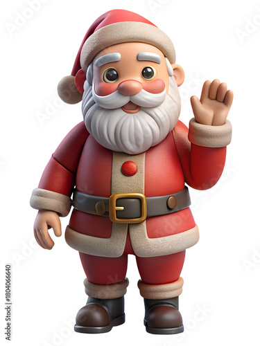 3D icon of Santa Claus character isolated on transparent background