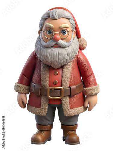 3D icon of Santa Claus character isolated on transparent background