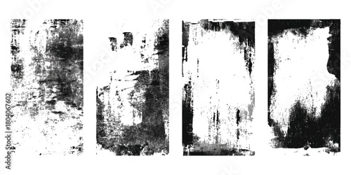 Abstract grunge frame texture set black and white distressed border design .old rough vintage grungy background dirty cracked worn paper edge template .frame texture collection for graphic design .