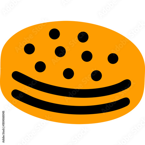 Colored Flat Illustration of a Cookie Biscuit