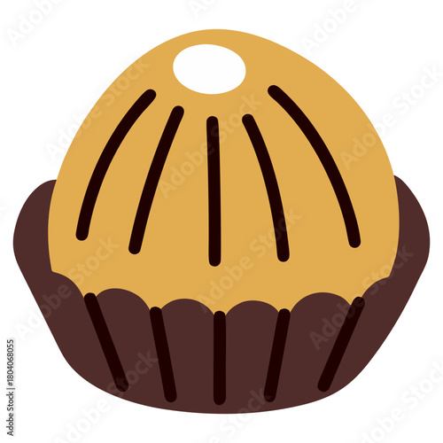 Colored Flat Illustration of a Chocolate Dessert Candy