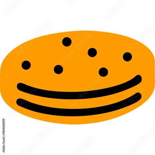 Colored Flat Illustration of a Cookie Biscuit