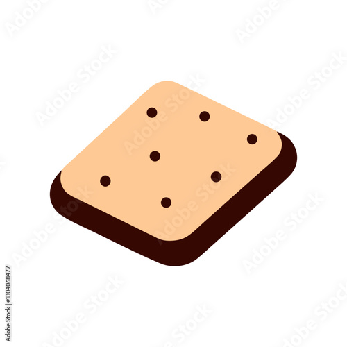 Colored Flat Illustration of a Cookie Biscuit