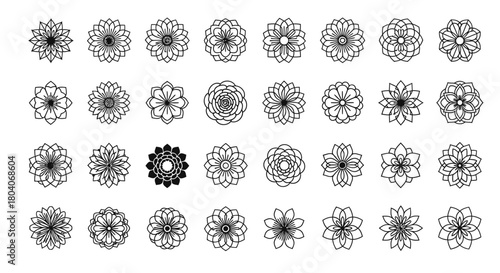 Collection of intricate floral mandalas and decorative flower designs.