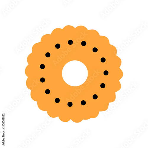 Colored Flat Illustration of a Cookie Biscuit