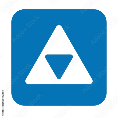 Free Download Illustration of blue square with rounded corners containing a white triangle with a blue downwardpointing triangle inside - GFXLoad