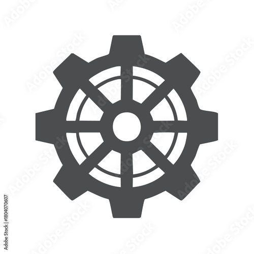 Iconic spur gear silhouette symbolizing mechanism, mechanical processes, and engineering solutions