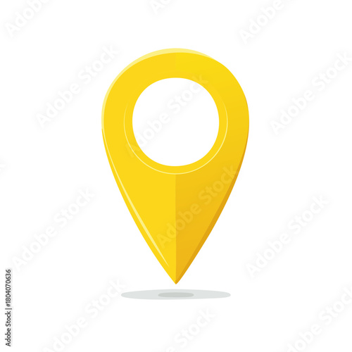 Bright Yellow Location Pin Icon Symbol with Shadow