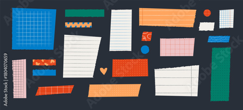 Brightly colored torn paper set