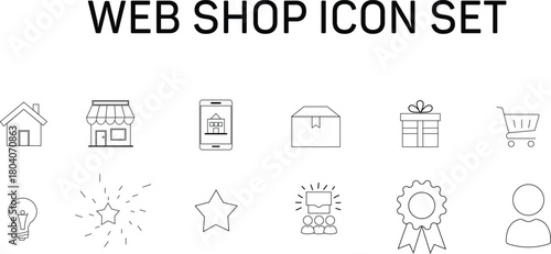 Web Shop Icon Set Linear Style for Online Store