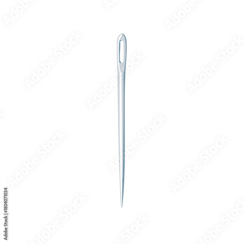 Sharp metal sewing needle with a large eye for threading and repair