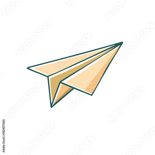 Cartoon illustration of a paper airplane in flight, vector.