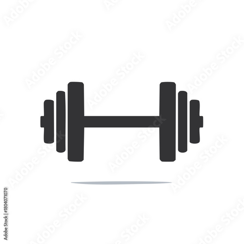 Simple black dumbbell silhouette with weights on white background for fitness and exercise concepts