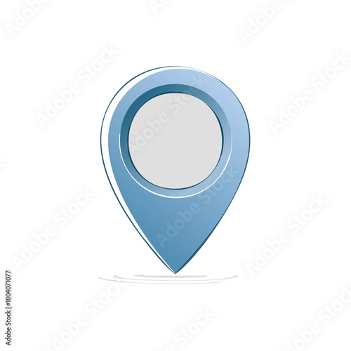Blue location pin icon graphic on a white background, minimalist design.