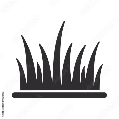 Stylized Patch of Grass with Blades and Ground in Silhouette for Lawn Care or Gardening Themes