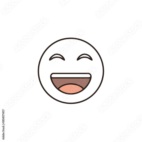 Happy Face Icon with Open Mouth Laughing and Closed Eyes