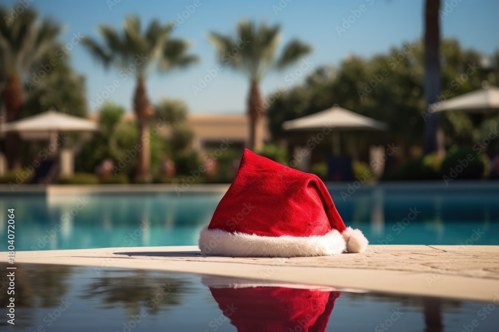 Fototapeta premium Christmas hat christmas outdoors summer.