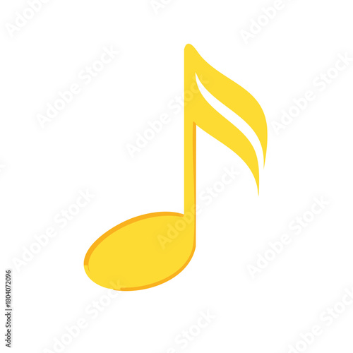 Simple yellow music note illustration for digital and print design applications in creative fields