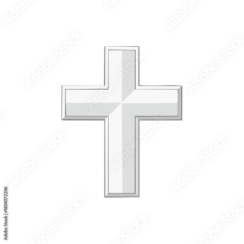 Simple Silver Cross Symbol with Clean Lines and Reflective Surface