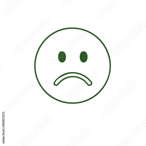 Green Outline Sad Face Emoji Icon Expressing Unhappiness Disappointment Depression