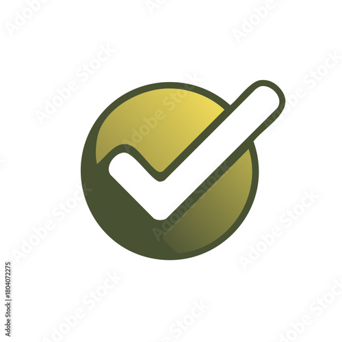 Modern positive confirmation icon with white checkmark inside green gold gradient circle