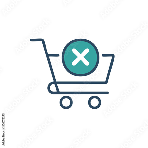 E commerce Shopping Cart Decline Dismiss Clear Order Line Icon