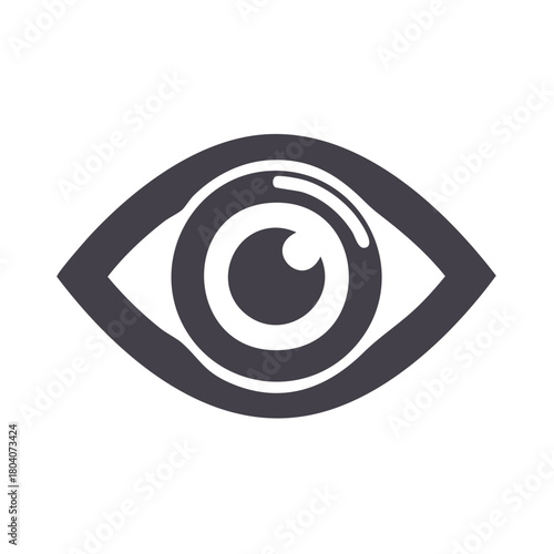 Eye icon illustration in dark color for optical, vision or surveillance concepts