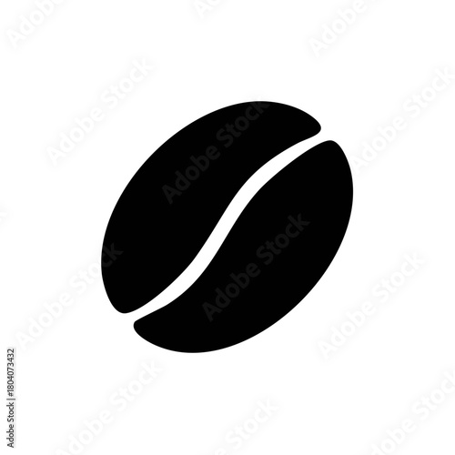 Simple black coffee bean icon representing fresh morning caffeine beverage