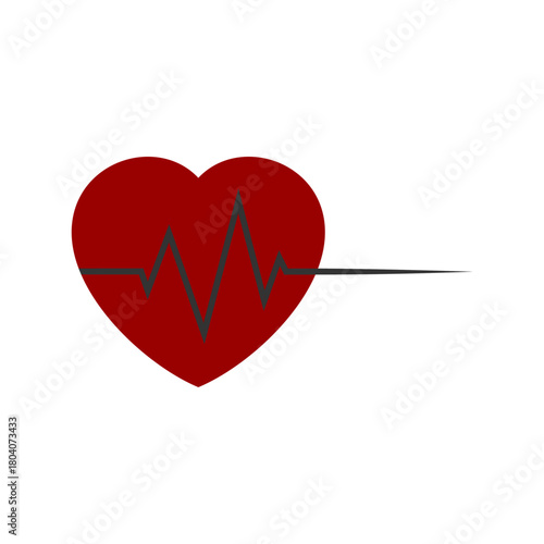 Heartbeat, one line - Vector Illustration