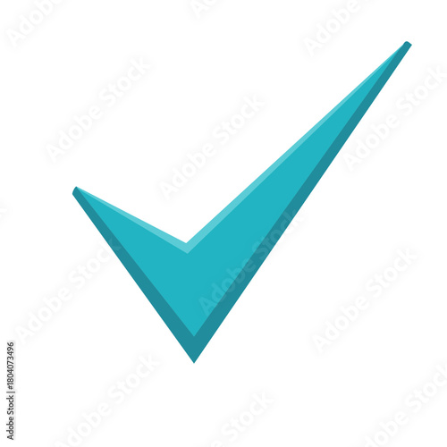 Turquoise check mark icon with a three-dimensional effect isolated on white background. Free Download Turquoise check mark icon with a three-dimensional effect isolated on white background. - GFXLoad