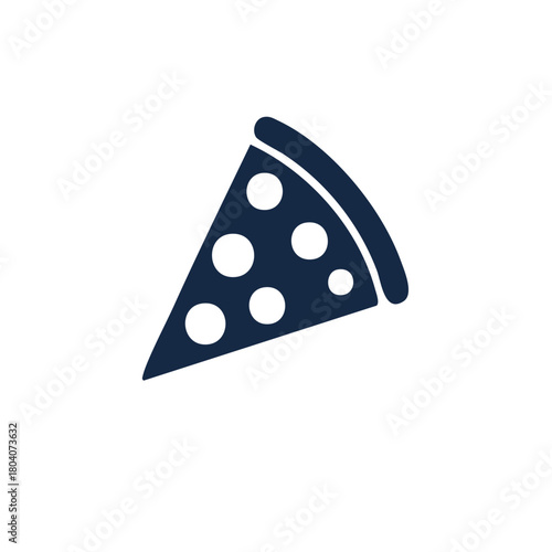 Vector graphic illustration showing one pizza slice icon with pepperoni topping