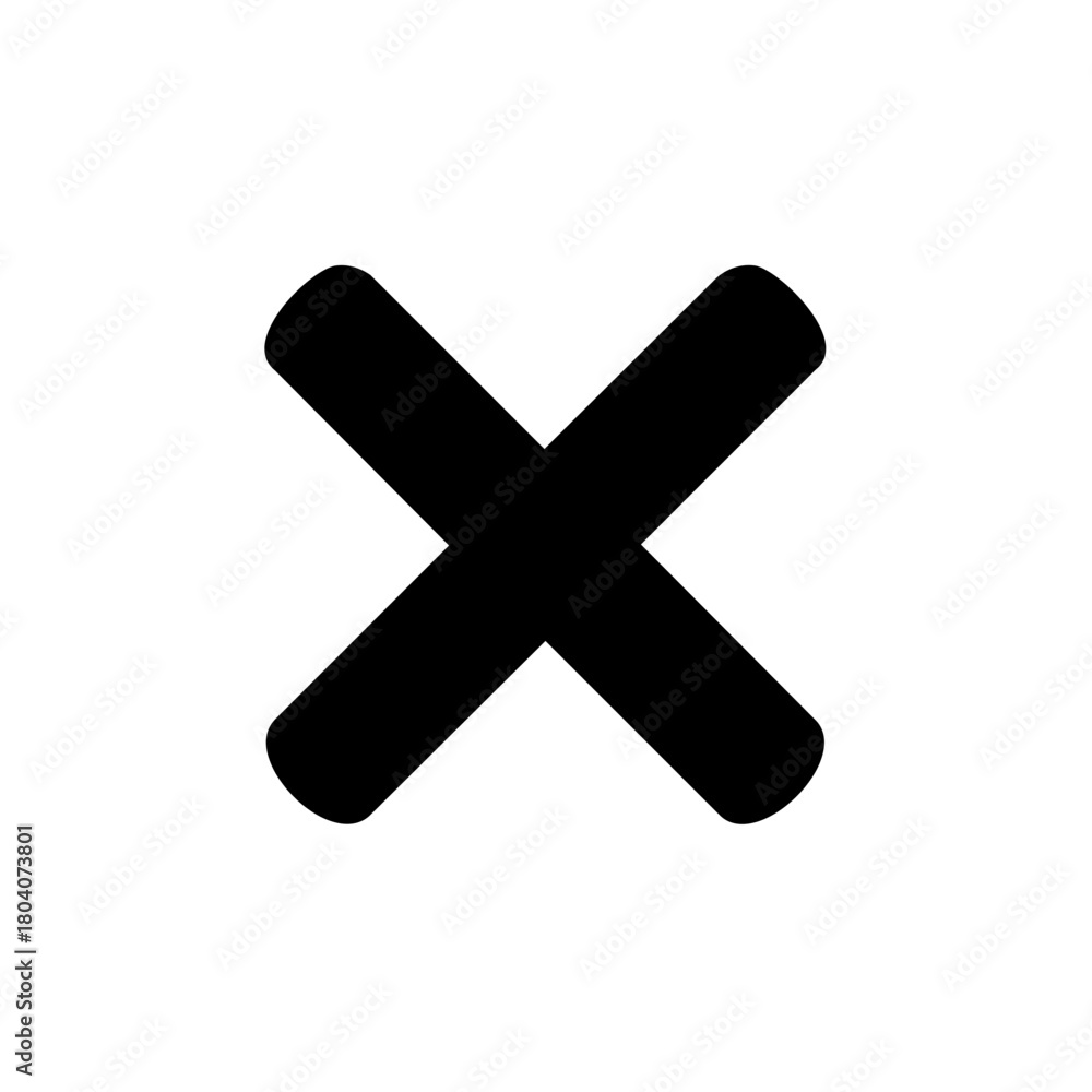 Obraz premium Black Cross Symbol for Incorrect or Negative Selection