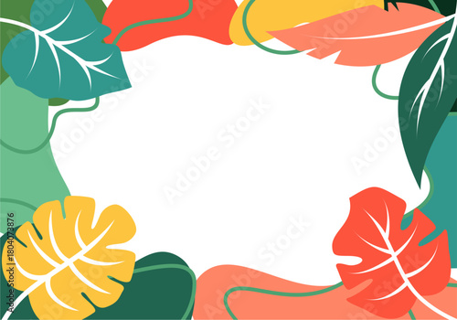 Tropical Leaves Frame for Summer Vibes