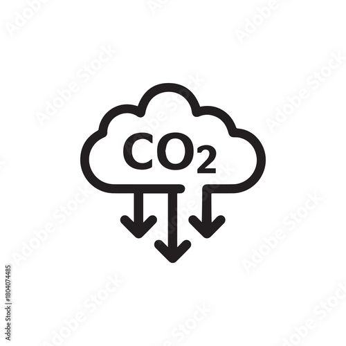 Carbon dioxide gas black outline icon nature pollution design.