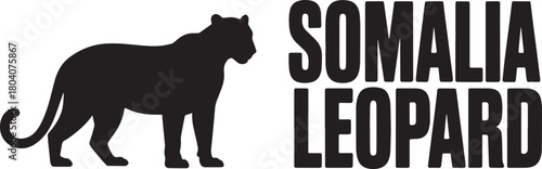 Somalia leopard wild cat silhouette vector illustration feline predator profile design african wildlife animal