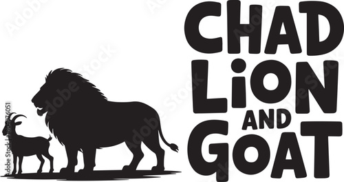 Chad lion and goat illustration vector graphic design silhouette featuring african predator and prey animals icon set.