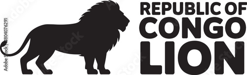 Republic of congo lion silhouette vector graphic design illustration featuring standing african wildlife big cat icon.