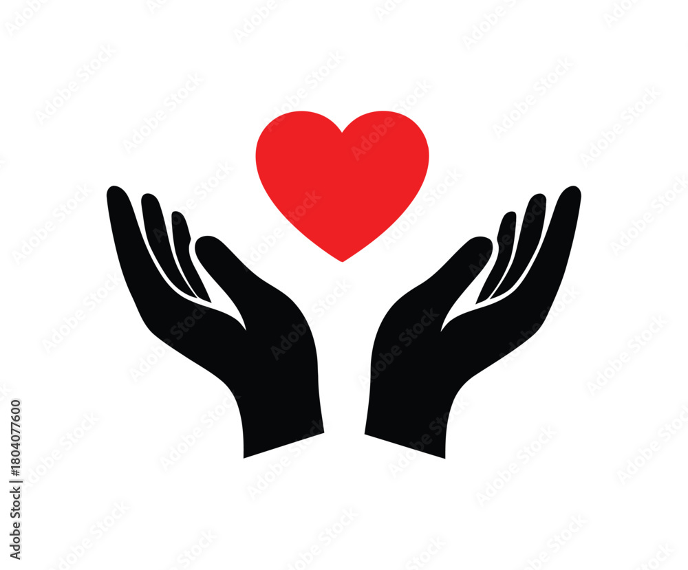 Obraz premium Hands holding a red heart, symbolizing love, care, and the concept of giving in romance, perfect for Valentine's Day
