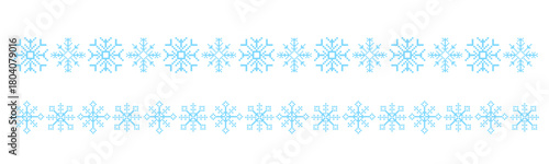 Set y2k pixel art snowflake winter crystal border, retro 8 bit mosaic ornament, divider. simple Ice seasonal design element, background. 90s aesthetics vintage games.