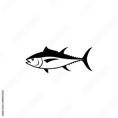 Swimming Tuna Fish Icon Silhouette