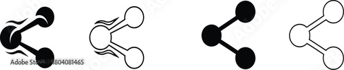 Share icon set. Social media connection and network distribution symbols in solid and outline styles.